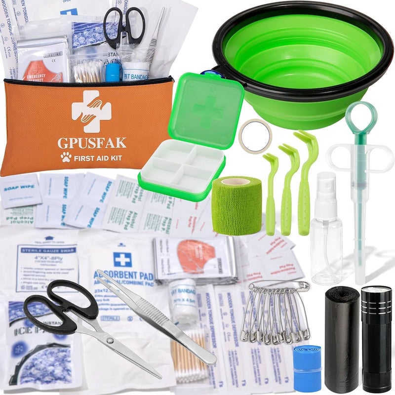 GPUSFAK Pet First Aid Kit for Dogs & Cats - Dog First Aid Kit Pet Emergency Kit with First Aid Supplies for Home Camping Hiking Traveling - Image 1